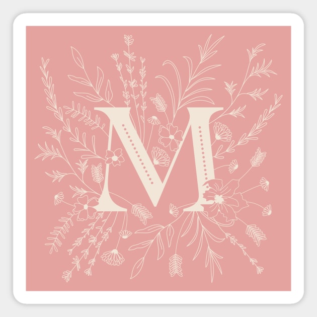 Botanical Letter M (Hibiscus Pink) Magnet by Cascade Patterns